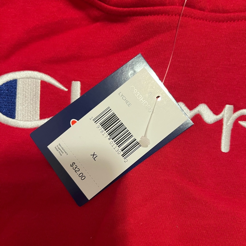 Champion Red Pullover Fleece Hoodie NWT - Picture 4 of 6